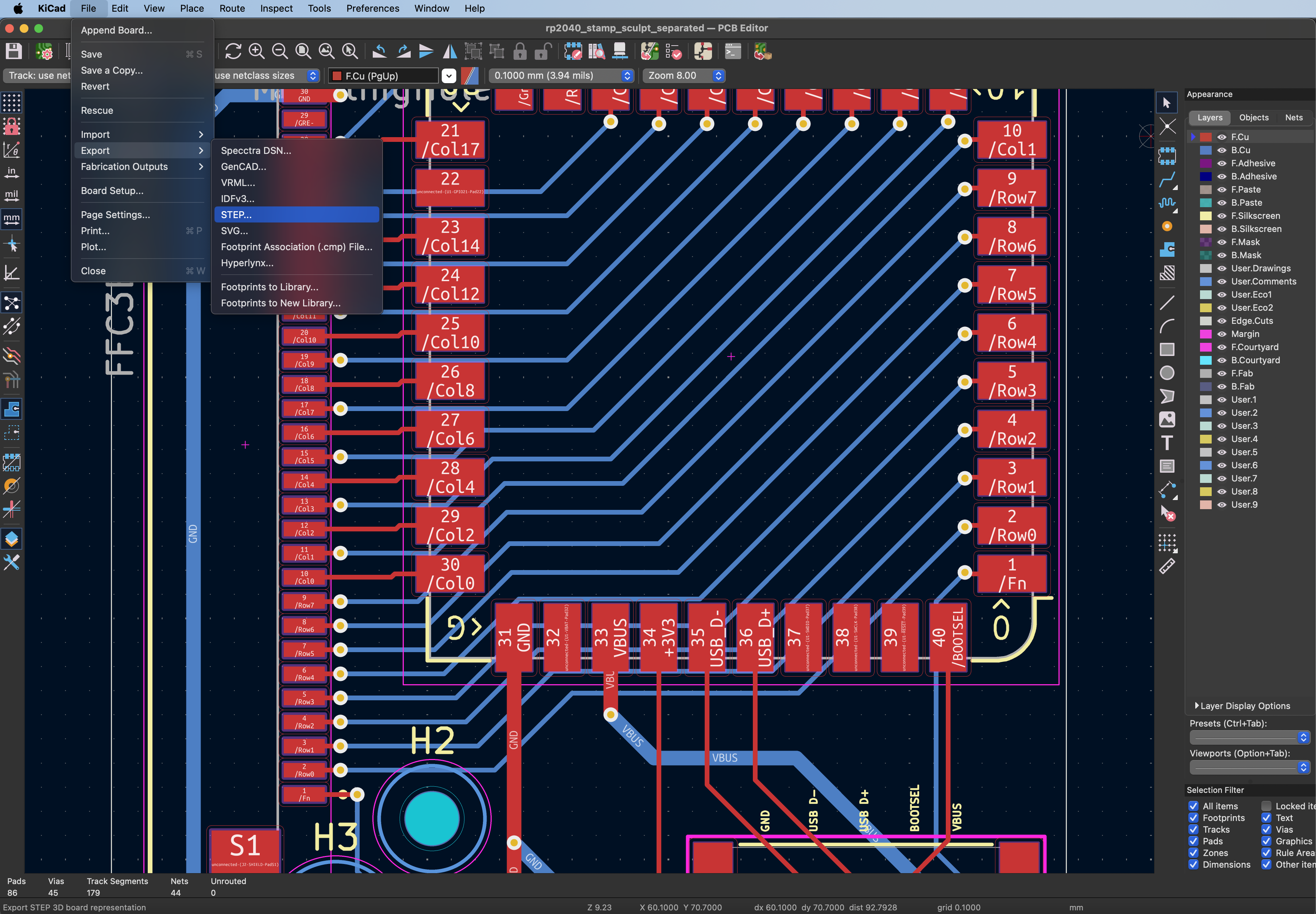 KICAD Export to STEP