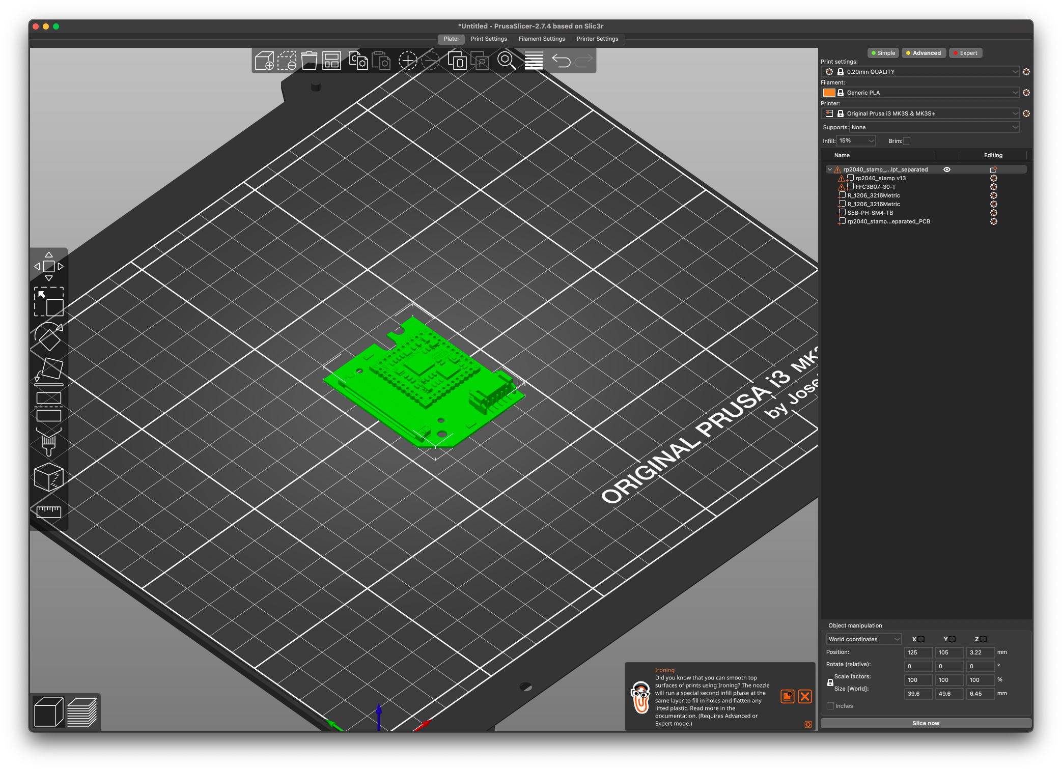 PCB Design Imported into PrusaSlicer